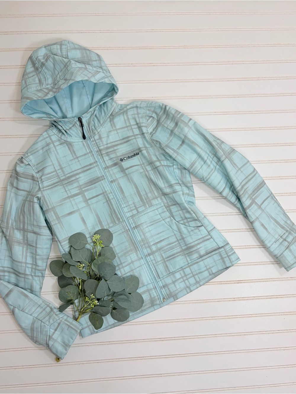 Columbia Plaid Zip Up Fleece Lined Hoodie Jacket
